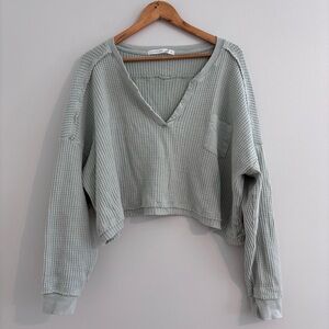 Altar’d State mint green cropped waffle top
